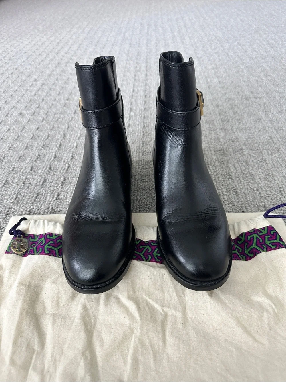Tory Burch Brooke Ankle Bootie, Black Calf Leather, Size 7M, Style 52660